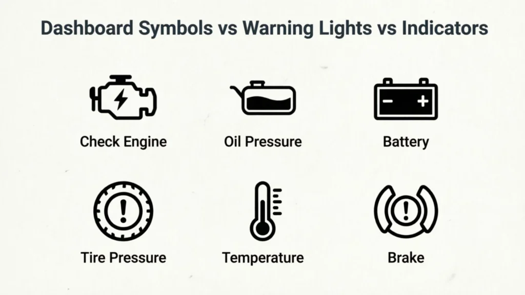 Dashboard Symbols vs. Warning Lights vs. Indicators