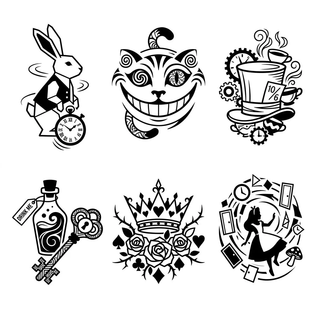 Alice in Wonderland Symbols for Tattoos