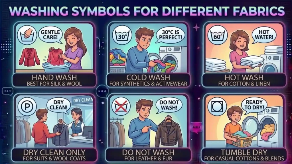 Clothing Washing Symbols for Different Fabrics